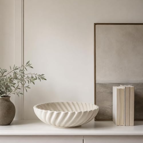 Ceramic Decorative Bowl, 10''×3'', Stylish Fruit Bowl for Kitchen Counter