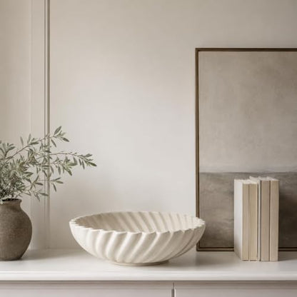 Ceramic Decorative Bowl, 10''×3'', Stylish Fruit Bowl for Kitchen Counter