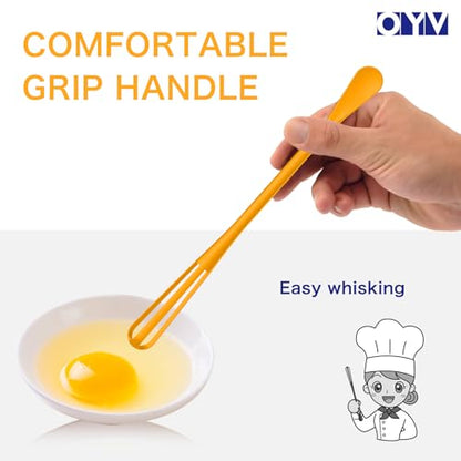 OYV 2-In-1 Mini Whisk and Spoon, Set of 2, 8.5-Inch, White/Yellow | Flexible And Lightweight, Comfortable Long Handle, Easy To Store, BPA-Free, For Eggs, Sauces, Coffee And Hot Chocolate - color: White+Yellow