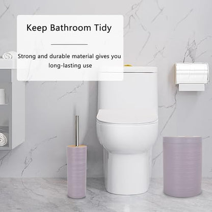 CERBIOR Bamboo Bathroom Accessories Set 6 Piece Spiral Bath Ensemble,Purple | Includes Soap Dispenser, Toothbrush Holder, Toothbrush Cup, Soap Dish for Decorative Countertop and Housewarming Gift - style: Purple