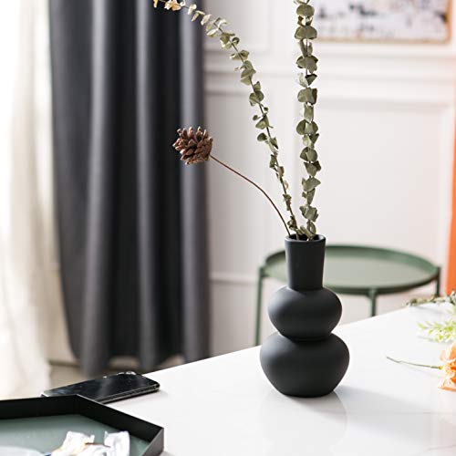 Black Ceramic Vase, Modern, Matte Clay - color: B-black Small Vase
