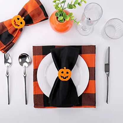 wonlex Halloween Pumpkin Napkin Rings Set of 12, Orange Napkin Ring for Table Setting, Harvest Festival, Halloween Decorations, Fall Serviette Buckles Decor (Halloween Pumpkin) - style: Halloween Pumpkin