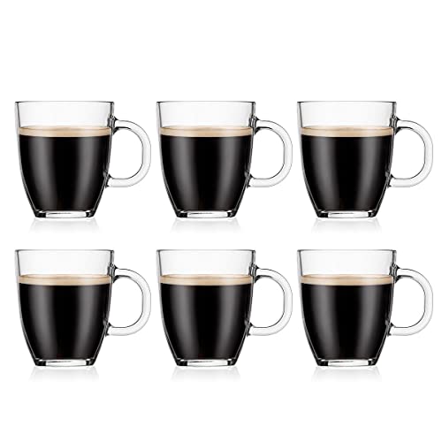 Bodum 12oz Bistro Coffee Mug Single-Wall Tempered Glass, 6 Pack, Clear - size: 10.1 Ounces, style: 6 Pack