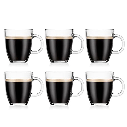 Bodum 12oz Bistro Coffee Mug Single-Wall Tempered Glass, 6 Pack, Clear - size: 10.1 Ounces, style: 6 Pack