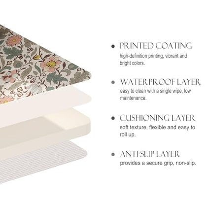 Vinyl Waterproof Placemats Set of 6 Rectangular,12"*17"-Hazel B | Wipeable Beautiful Print Place Mats,Stain Resistant,Heat Resistant,Everyday Meals,Kitchen,Dinning,Holiday,Decor - color: Hazel B
