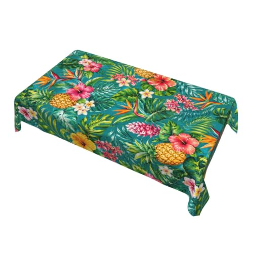 Worltoldb Pineapple Tablecloths Polyester Table Cloth for Kitchen Dinning Table Washable Tropical Table Cover for Parties Wedding Picnic - color: White1