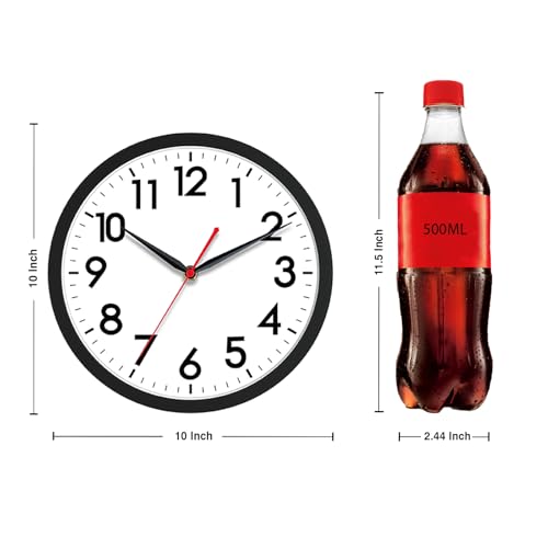 AKCISOT 10 Inch Wall Clock, Silent Battery Operated Analog Clock, Black | Classroom | Kitchen | Office | Easy to Read Numbers | Garage - color: A_black, size: 10 Inch