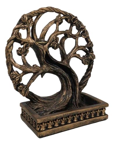 Ebros Gift Ethereal Forest Crann Bethadh Celtic Willow Tree of Life Backflow Incense Cone Burner Aroma Scent Figurine Mystical Earth Home Decorative Accent
