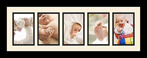 ArtToFrames Collage Photo Frame Single Mat with 5-4x6 Openings with Satin Black Frame and Alabaster mat. - color: 5 - 4x6 - (2159), size: Alabaster