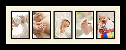 ArtToFrames Collage Photo Frame Single Mat with 5-4x6 Openings with Satin Black Frame and Alabaster mat. - color: 5 - 4x6 - (2159), size: Alabaster