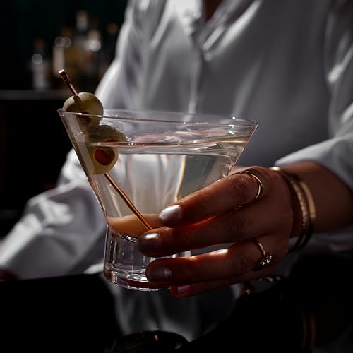 Viski Heavy Base Stemless Martini Glasses Set of 2, Crystal Cocktail Glasses for Vodka or Espresso Martini, Home Bar Glassware, Birthday Gifts for Women, Retirement Gifts for Men, 7.5 oz - style: Stemless Martini Glass