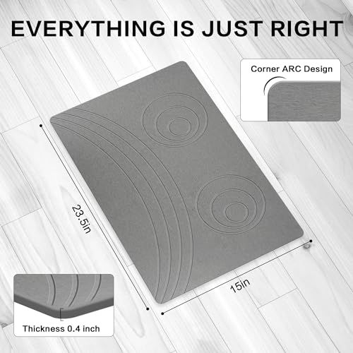 Stone Bath Mat,Non Slip, Super Absorbent Quick Drying Bathroom Floor Kitchen Counter, Diatomaceous Earth Shower Mat, Easy to Clean (23.6"x15.4" - Black)