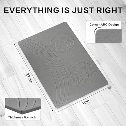 Stone Bath Mat,Non Slip, Super Absorbent Quick Drying Bathroom Floor Kitchen Counter, Diatomaceous Earth Shower Mat, Easy to Clean (23.6"x15.4" - Black)