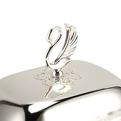 Stainless Steel Serving Tray with Lid for Fruit, Desserts, Snacks, Candies | 7.5"x 5.5" Serving Platte with Swan Handle Lid for Home Wedding Party Gatherings Dinners, Small Fruit Tray, Silver - color: Silver