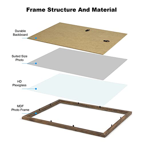 A4 Certificate Frame Set, Set of 6 Wood Picture Frame with High Definition Plexiglass, Rustic A4 Photo Frame Suitable for Wall-Mounted Composite Wood Picture Frames (brown) - size: A4 (8.27 x 11.69 inches)