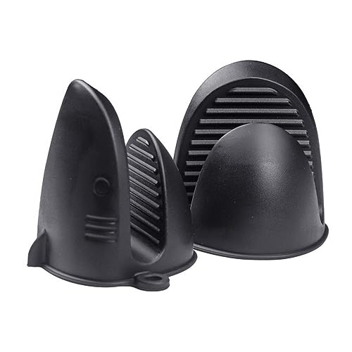 Oven Mitts，Mini Oven Gloves Silicone Heat Resistant Cooking Pinch Mitts Potholder for Air Fryer Kitchen Cooking & Baking (Black) - color: Black