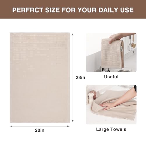 Homaxy 100% Cotton Oversized Waffle Weave Kitchen Towels 4-Pack, Beige | 20 x 28 Inches, Ultra Soft Absorbent Dish Towels, Quick Drying Large Cleaning Towels - color: Beige, size: 20 X 28 - 4 Pack