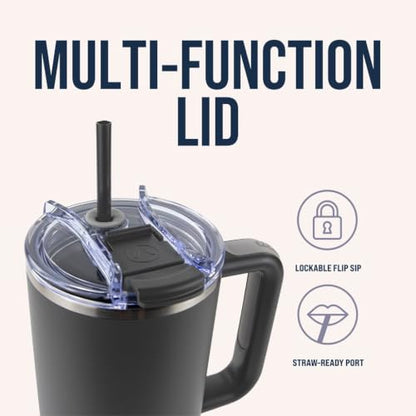 Hogg Big Swig 40oz Tumbler with Handle and Straw - Charcoal Gray, 40 oz Tumbler, Insulated Cup with Handle, 40oz Water Bottle with Straw, Thermal Cups, Leak Proof Lid, Travel Mugs, Stainless Steel - color: Charcoal Gray