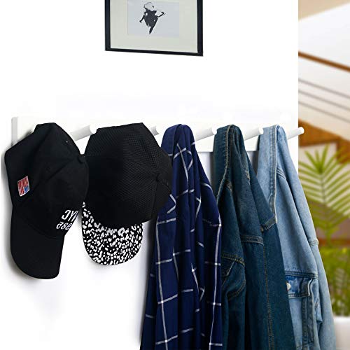 WEBI Coat Rack Wall Mounted,10 Hooks,38" Long Coat Hanger Wall Mount,Peg Rail Hat Hooks for Hanging Caps,Jacket,Clothes,Coats,White,2 Packs - color: White, size: 38 inch(2 Packs)
