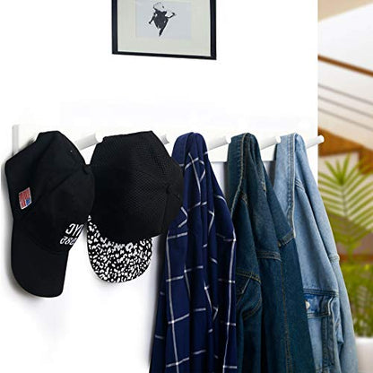 WEBI Coat Rack Wall Mounted,10 Hooks,38" Long Coat Hanger Wall Mount,Peg Rail Hat Hooks for Hanging Caps,Jacket,Clothes,Coats,White,2 Packs - color: White, size: 38 inch(2 Packs)