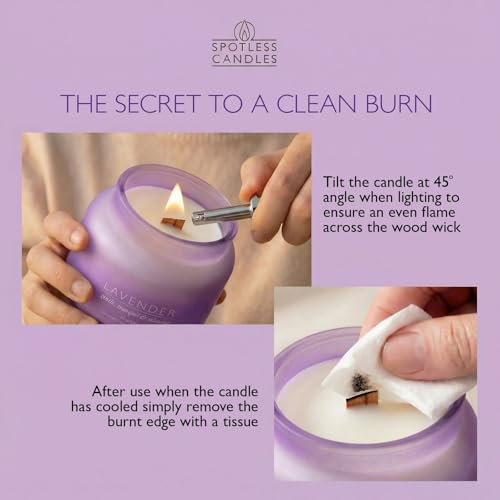 Lavender Candle 19oz Volcano Jar with Wooden Wick Upto 75 Hours Burn Time in a Large 4" x 5" Solid Purple Glass Jar in a Luxury Gold Foil Gift Box - color: Lavender 19, size: 19oz