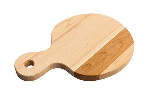 Labell Canadian Maple Wood Cutting Board with Handle, 7 x 10 x 0.75 in | Multi-Purpose Charcuterie Board, Flat Paddle, for Meat, Cheese, Veggies, Serving - size: Medium (7" x 10")