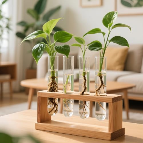 SINJEUN 30 PCS Plant Propagation Tubes, 20 ml Clear Plastic Test Tubes for Plants Flowers Home Office Decorations (4.7 inches Height)