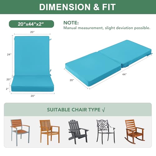 Summsun High Back Patio Dining Chair Cushions 4-Pack, 20 x 20 Inch, Teal | High-Resilience Foam, Non-Slip Bottom, Water Resistant, Removable Cover, Hidden Zipper, Fit for Garden, Lawn, Patio Furniture - color: Teal