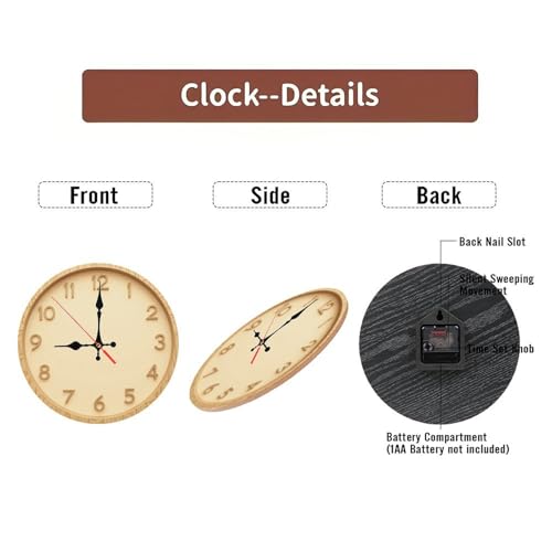 Modern Minimalist Light Oak Wooden Wall Clock with Smooth Beige Face 25x25cm