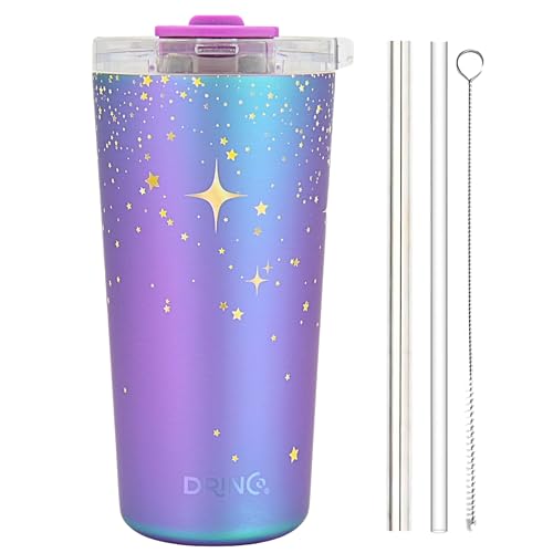 Drinco - 20 oz Stainless Steel Tumbler | Double Walled Vacuum Insulated Mug With Lid, 2 Straws, For Hot & Cold Drinks (20oz North Star) - color: 20oz North Star
