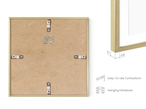 HAUS AND HUES 8x8 Gold Metal Picture Frame Matted to 4x4 - Features Premium Aluminum & Hanging Hardware, Shatterproof Plexiglass - Ideal for Home, Office (8x8 in, Gold, Set of 1) - color: Gold Metal, size: 8x8 in, style: Set of 01