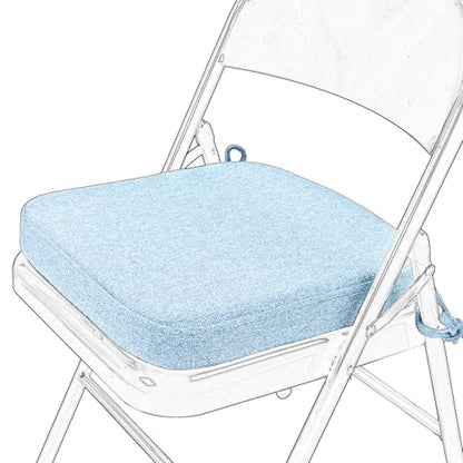 SINOSSO Memory Foam Chair Cushion for Folding Chair 1 Pcs, Thickened 2" Square Kitchen Chair Pad with Ties, Indoor Non-Slip Dining Chair Seat Cushion (1 Piece, Water Blue) - color: Water Blue