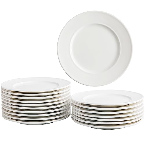 6 Inch Ceramic Small Salad Plates, Round Dessert Plate Set, 18P | White Appetizer Dishes, for Cake Waffles Snacks Side Dish, Oven Microwave Dishwasher Safe, Scratch Resistant, Stackable - style: Round Classic