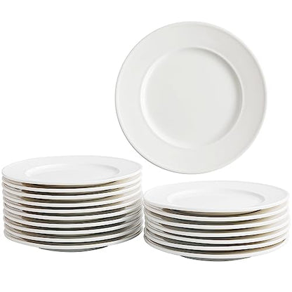 6 Inch Ceramic Small Salad Plates, Round Dessert Plate Set, 18P | White Appetizer Dishes, for Cake Waffles Snacks Side Dish, Oven Microwave Dishwasher Safe, Scratch Resistant, Stackable - style: Round Classic