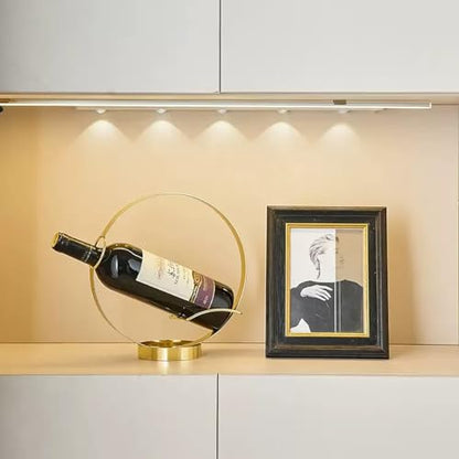 GeLive Gold Wine Bottle Holder Single Bottle Display Stand Freestanding Wine Rack Kitchen Table Decor Wine Shelf Countertop Artistic Home Crafts Decoration Coffee Bar Barware Accessory Wine Lover Gift