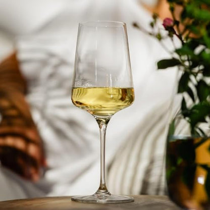 Krosno White Wine Glasses Set of 4, 13.5 oz, Infinity Collection | Wine Tumbler with Stem, Lead-Free Crystal Glassware, Drinking Glasses, Elegant Cups, Home & Restaurant, Dishwasher Safe - size: White Wine 13.52 oz Set of 4
