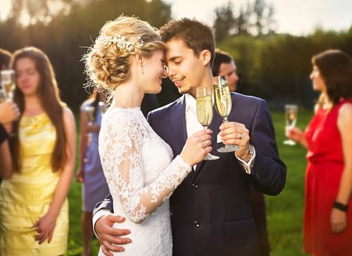Wedding Cake Cutting Set with Forks, Crystal Champagne Flutes | Classical Style Toasting Glasses for Bride and Groom, Wedding Gifts for Couples, Engagement and Bridal Shower Gifts - color: Gold