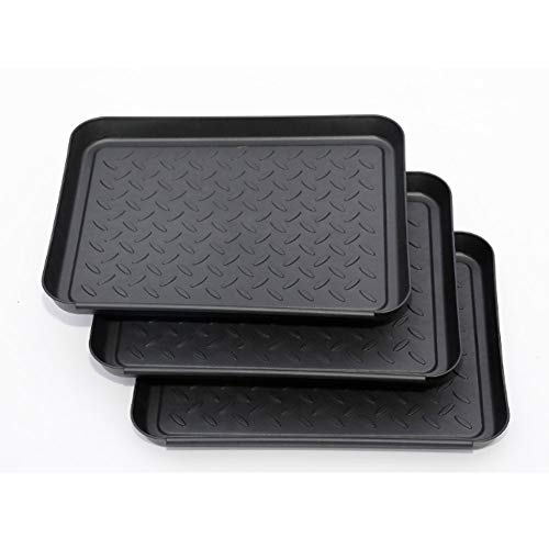 Set of 3 Boot Tray,Water Resistant Plastic Utility Shoe Tray Mat for Indoor and Outdoor Use in All Seasons Weather, Multi-Purpose Dog Food Bowls