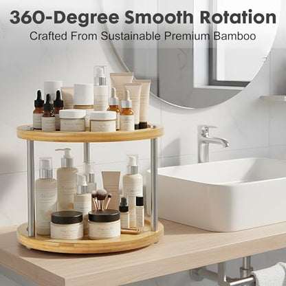 10 inch 2 Tier Lazy Susan, Rotating Spice Rack Organizer for Cabinet | Turntable Organizer for Kitchen, Pantry, Countertop, Bathroom, Vanity, Cabinet, Spining Spice Storage