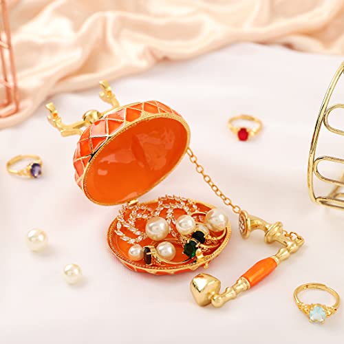 QIFU Hand Painted Orange Telephone Figurine Trinket Box Hinged Unique Gift for Family - color: T3 Orange