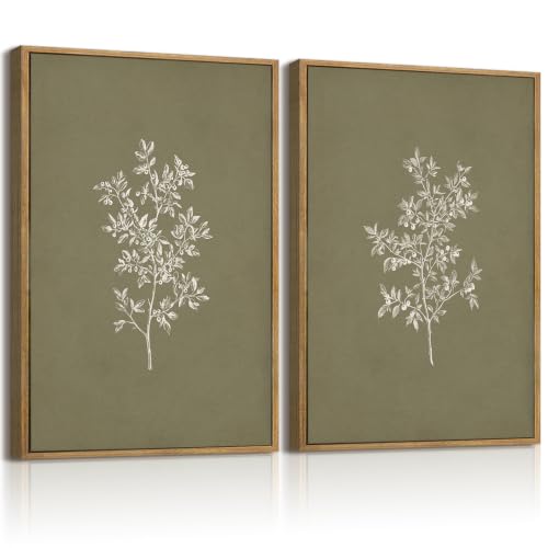 Vintage Botanical Wall Art Decor Sketch Plant Prints Sage Green Pictures | Vintage Plant Canvas Poster Sage Green Botanical Prints Antique Pictures Farmhouse Painting for Bedroom 12x16 Inch Unframed - color: Green Floral Wall Art, size: 12"x16" Unframed