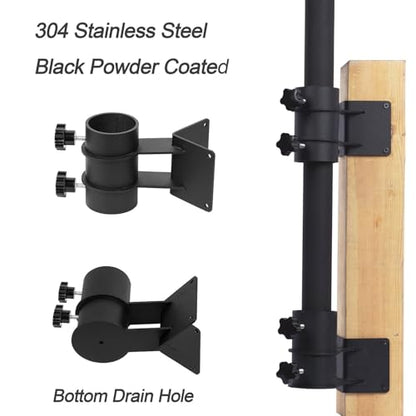 Corner Patio Umbrella Holder, Stainless Steel Heavy Duty Umbrella Mount for Deck Railing Corners, Space-Saving Corner Umbrella Clamp Bracket, Fits Poles up to 2" OD