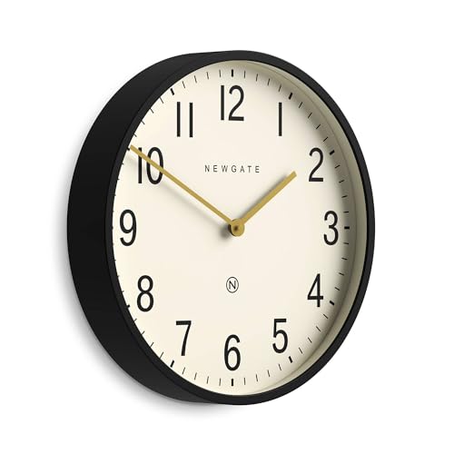 NEWGATE® Universal wall Clock | Large Metal Modern Classic Clock | 17" | Deep case in matt Black | Arabic Numbers | Mid-Century Style for Kitchen, Living Room or Office - style: Arabic