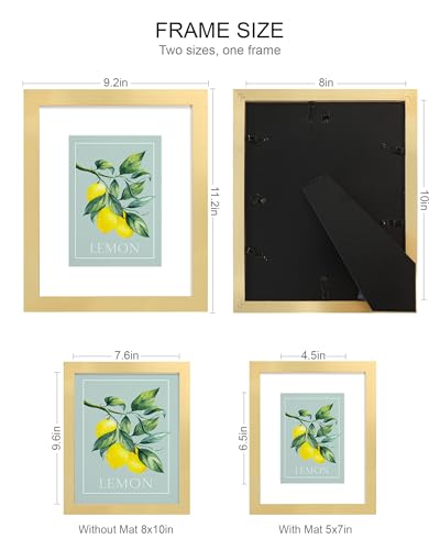 Hongkee 8x10 Picture Frame (4 Pack, Gold) Made of Real Glass and Wooden Frame - Display Pictures 5x7 with Mat or 8x10 Without Mat, 8 by 10 Photo Frames TableTop Display and Wall Mounting - color: Gold, size: 8x10 in