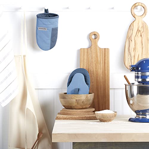 KitchenAid Beacon Two-Tone Non-Slip Mini Oven Mitt Set, Blue Velvet/Blue Heaven, 5.5"x8", 2 Piece - color: Blue Velvet/Blue Heaven