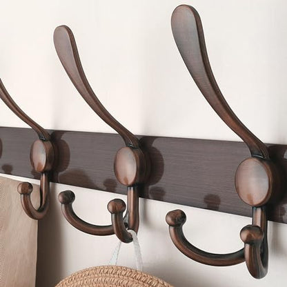 Coat Rack Wall Mount - 29.5” Long 8-Tri-Hooks Heavy Duty Coat Hanger Rail Wall Hooks for Hanging Coats Hats Clothing Clothes Purse Mudroom Entryway, Red Antique Copper - color: Antique Copper, size: L=29.5” (1 Pcs)