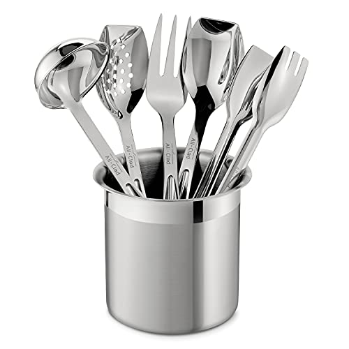 All-Clad Specialty Stainless Steel Kitchen Gadgets 5 Piece Tool Set with Caddy Kitchen Tools, Kitchen Hacks Silver - size: 10 inch length, 6-piece set