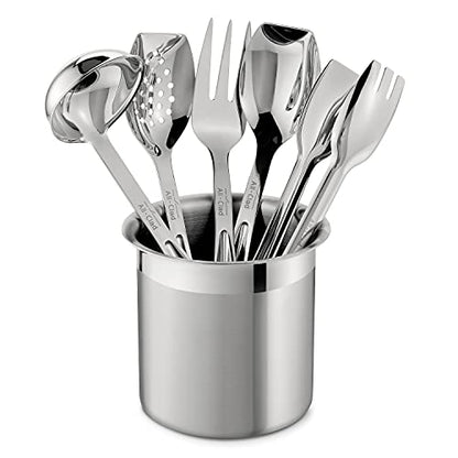 All-Clad Specialty Stainless Steel Kitchen Gadgets 5 Piece Tool Set with Caddy Kitchen Tools, Kitchen Hacks Silver - size: 10 inch length, 6-piece set
