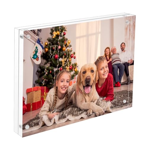 NIUBEE Acrylic Photo Frame 8x10,Clear Picture Frame 20% Thicker Block | Shatterproof &Safe, 95% High Transparency, UV protection, Double-sided display Magnetic Desktop Frames for Picture Display - size: 8x10"(1 Pack)