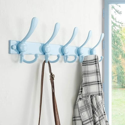Coat Rack Wall Mount, Heavy Duty 12-Gauge Base vs Flimsy 1mm, Double-Thick Solid Anti-Snap Hooks, 16” Stud-Mount, Stainless Steel Hanger for Clothes Hat Entryway Closet, Blue, Pack of 2 - color: Blue, size: L=17" (2pcs)